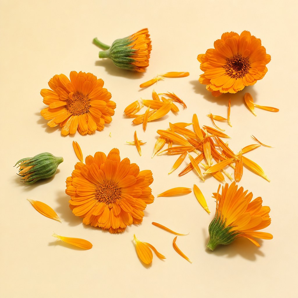 Verse bloemen van Calendula officinalis voor goudsbloemextract.