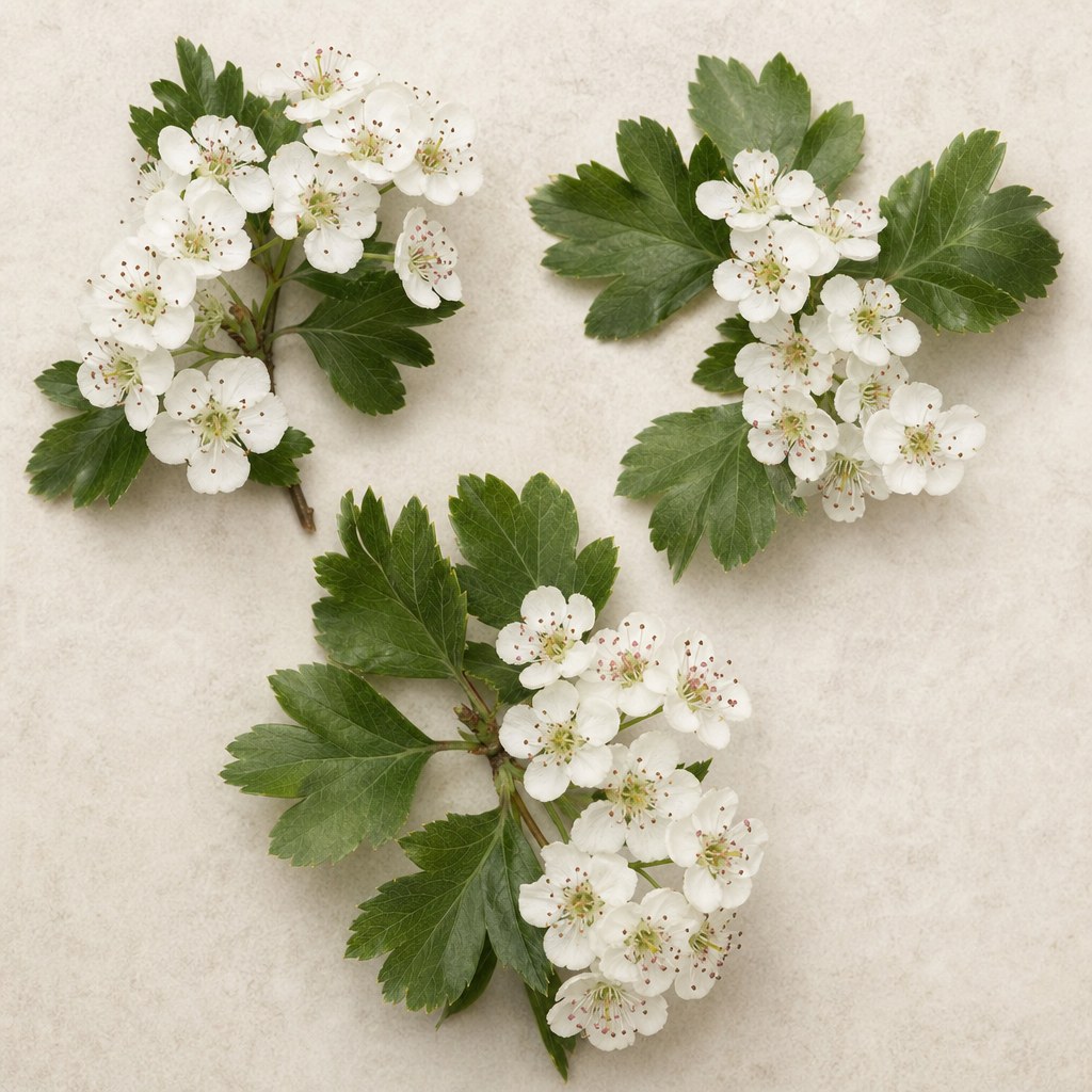 Flores y hojas de espino.