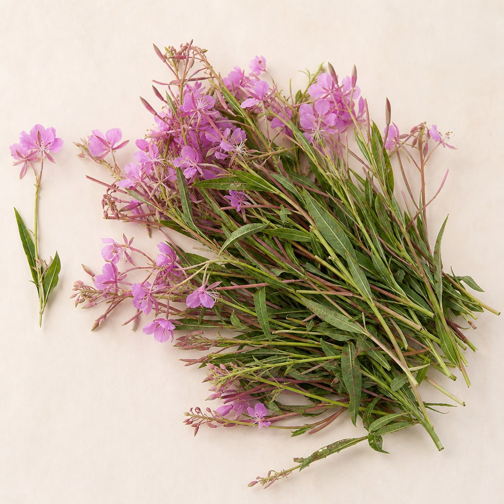 Kvetoucí rostlina vrbovka rodu Epilobium.