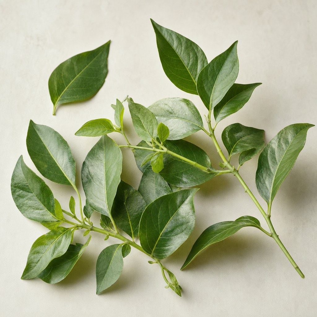 Blätter und Stängel von Gymnema sylvestre als Rohstoff.