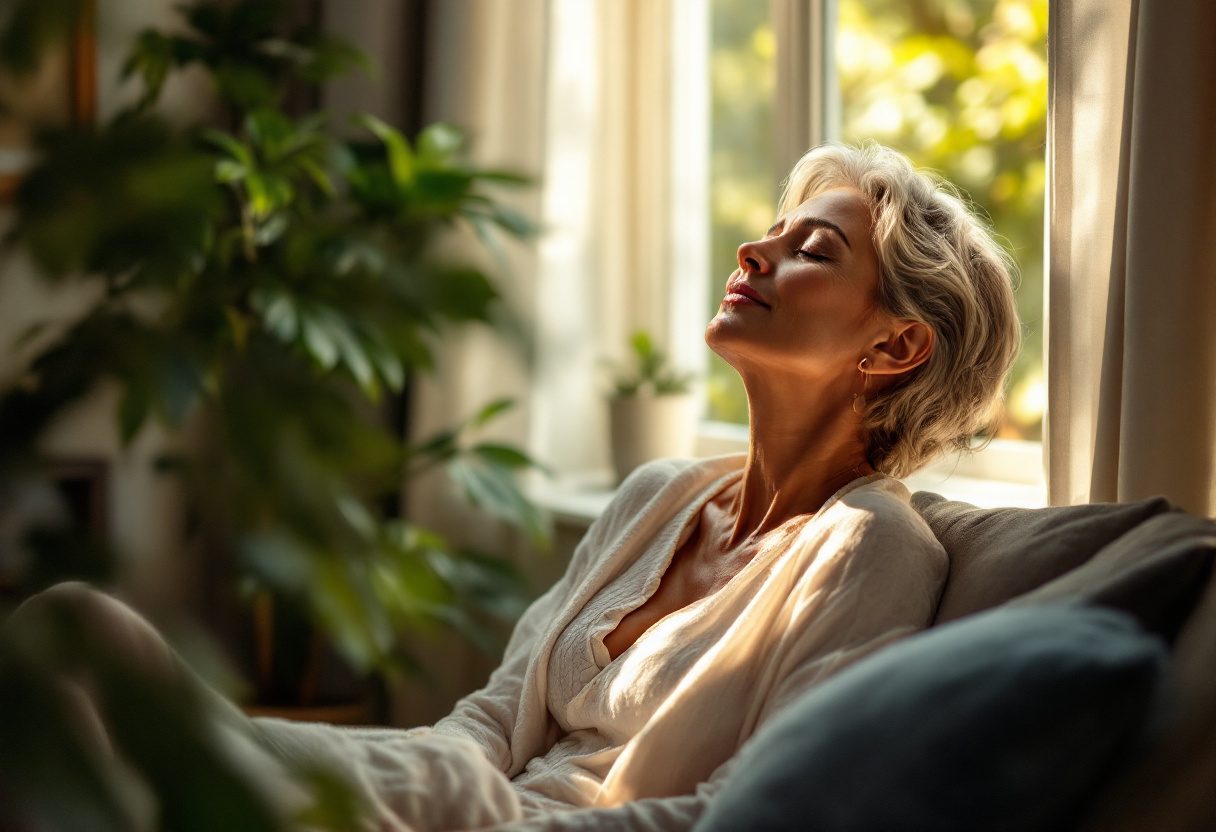 Persona relajándose después de aplicar crema
