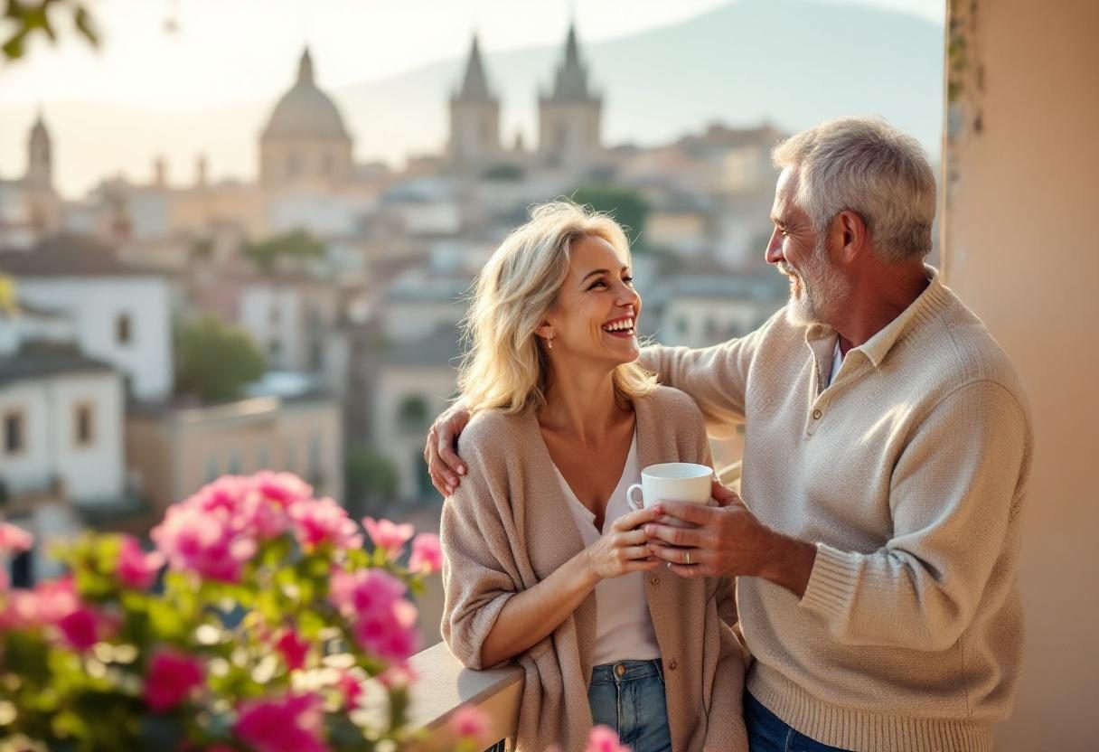Pareja disfrutando de momentos de bienestar y conexión en entorno relajado