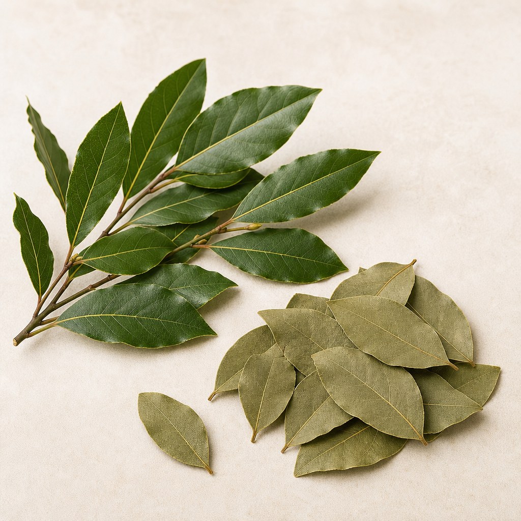 Hojas de laurel de Laurus nobilis.