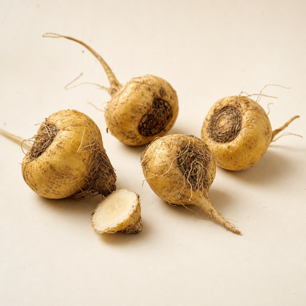 Racines de maca fraîches.