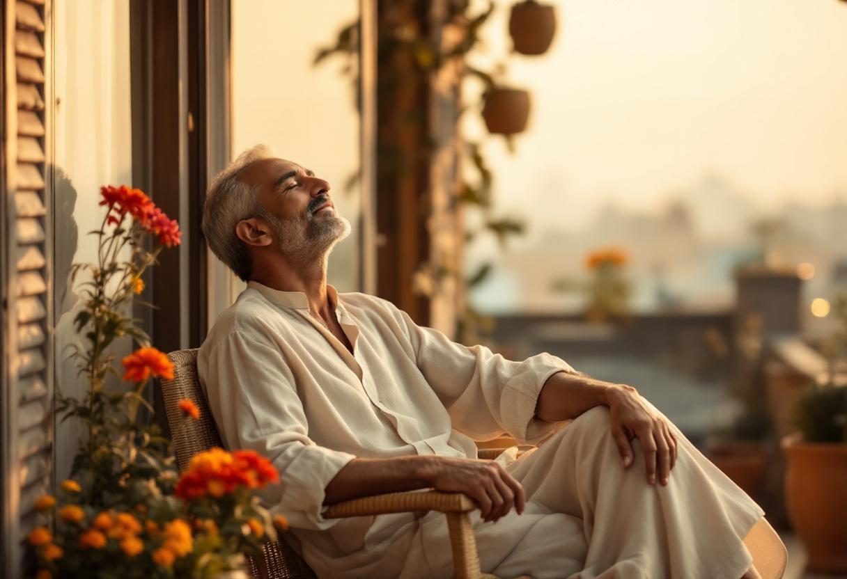 Peaceful wellness routine with natural products in serene environment