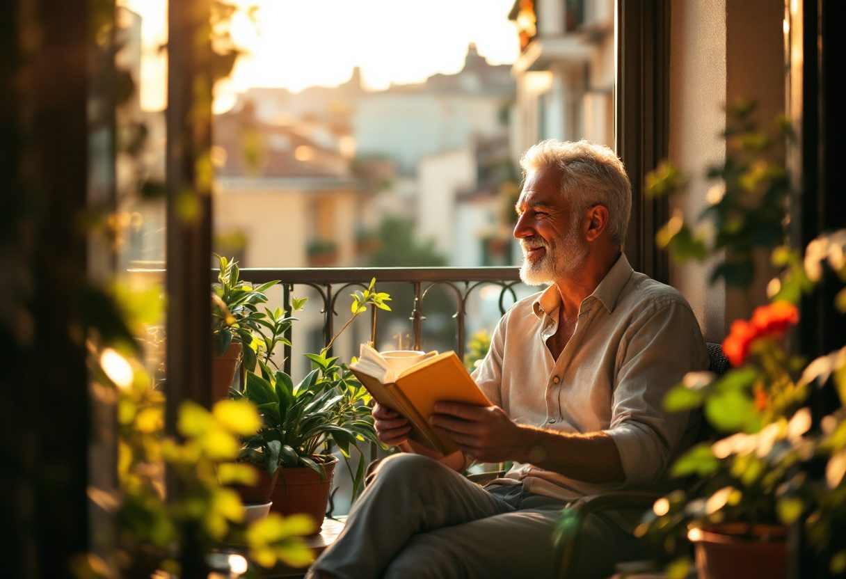 Uomo che si prende cura del proprio benessere quotidiano
