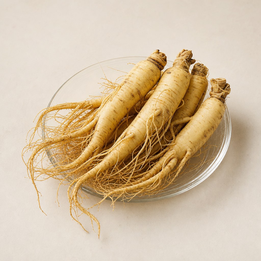 Materiale botanico di ginseng non lavorato.