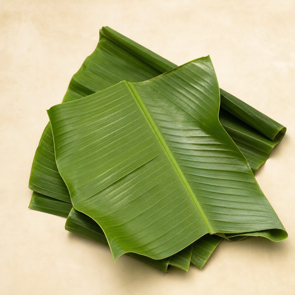 Hojas frescas de plátano.