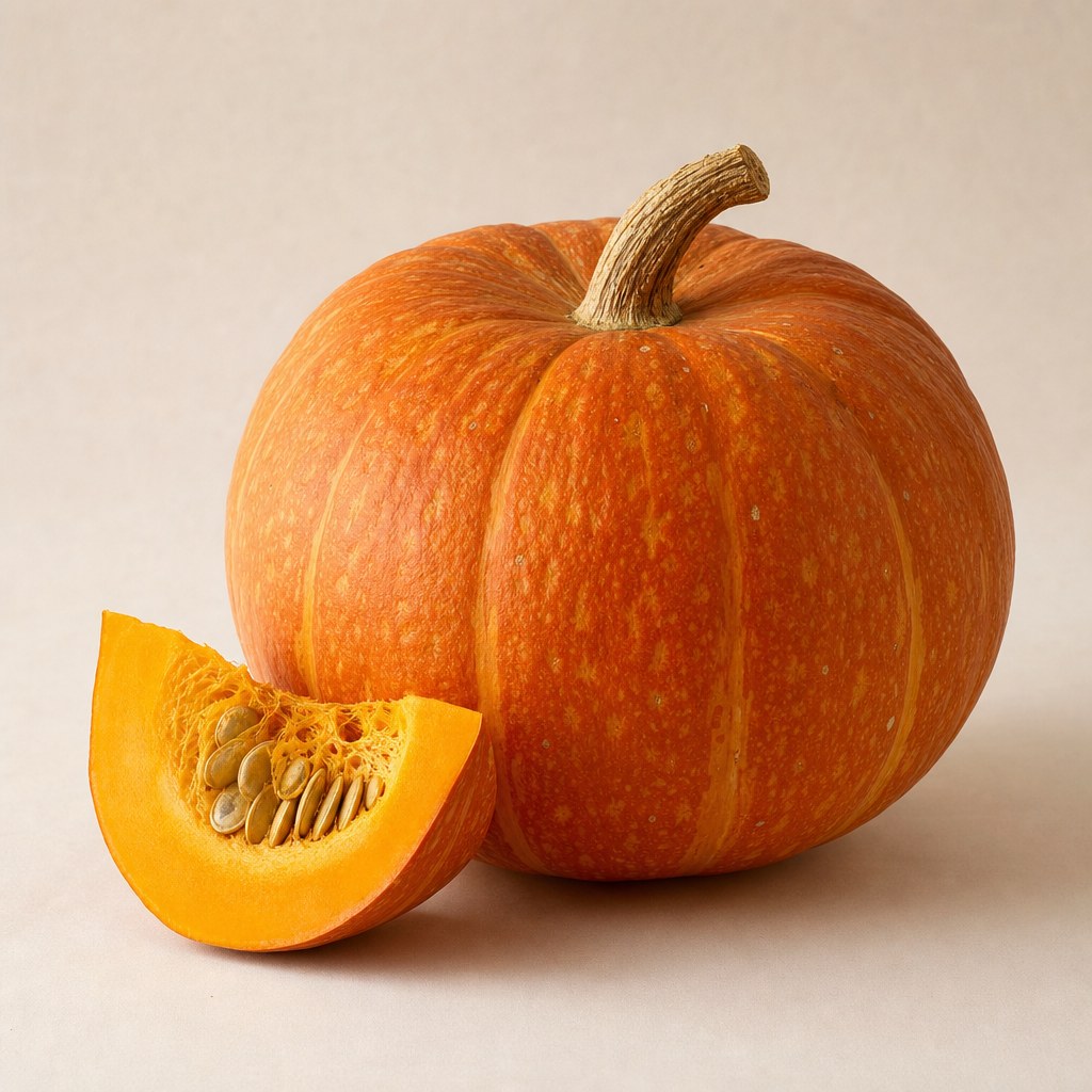 Calabaza fresca como materia prima vegetal.