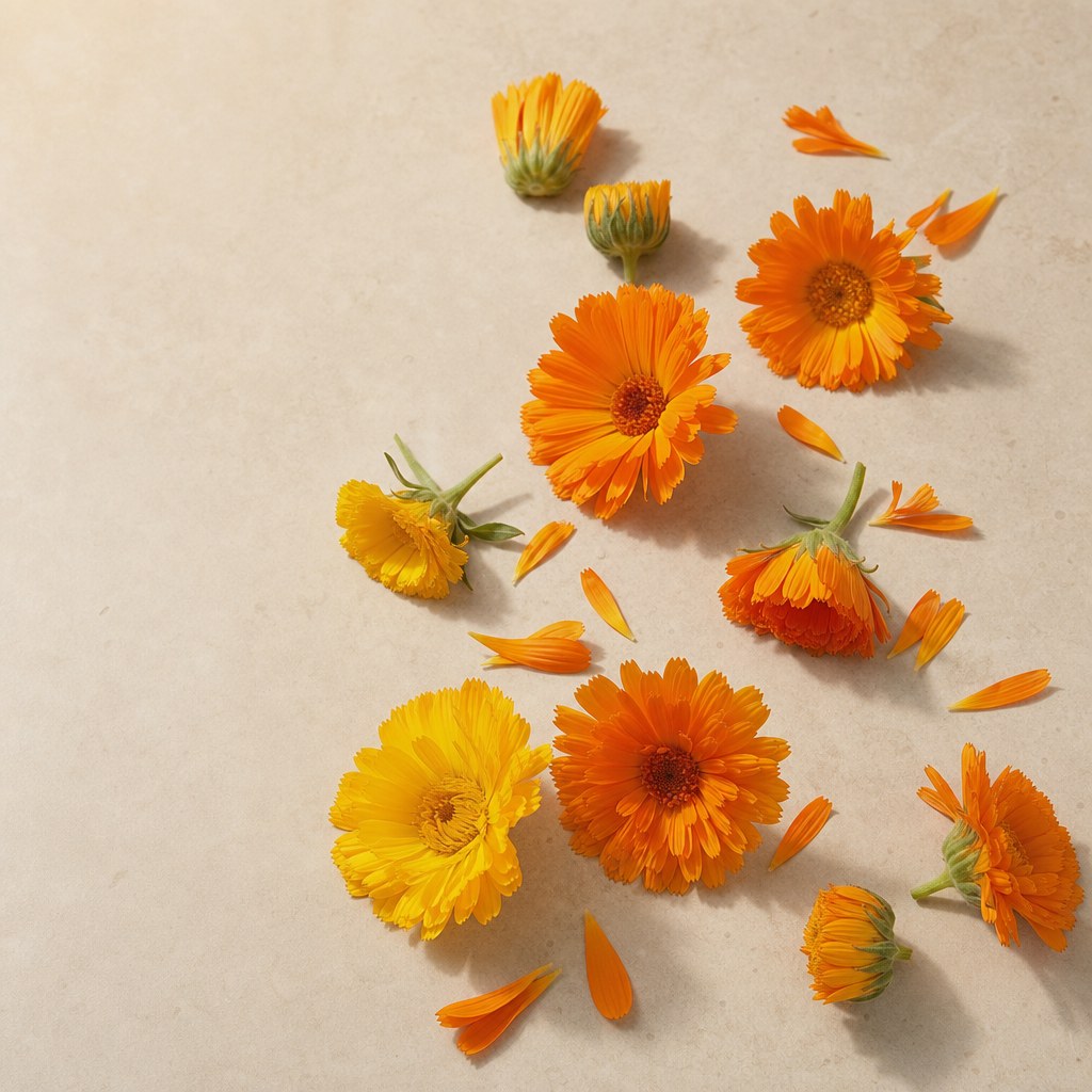 Flori de gălbenele (Calendula officinalis).
