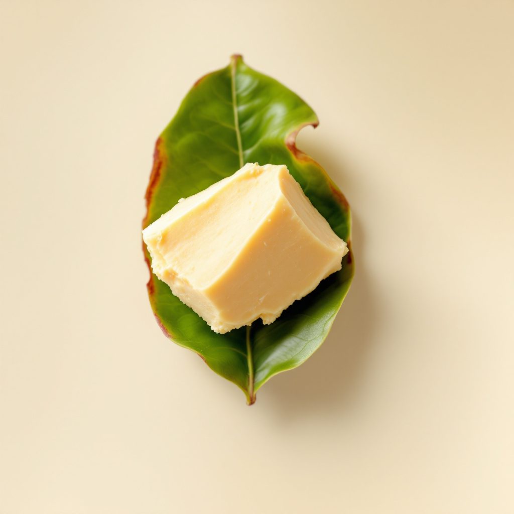 Manteca de karité en textura cremosa con nueces de karité
