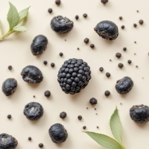 Bacche di mirtillo nero fresche su sfondo naturale
