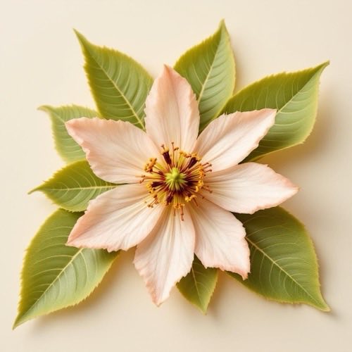 Flor de maracujá passiflora em fundo neutro