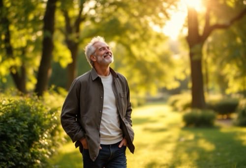 Uomo adulto attivo e benessere quotidiano