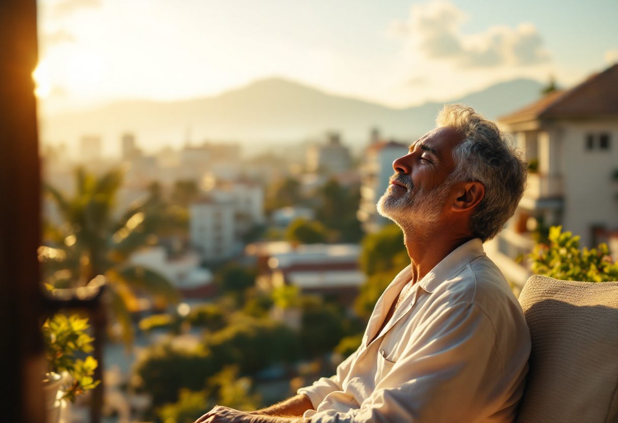 Hombre adulto cuidando su bienestar masculino